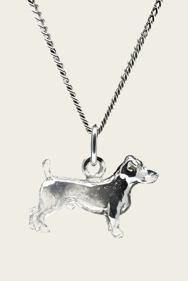 Zilveren Jack russel Terrier gladhaar ketting hanger - groot