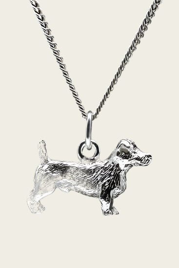 Zilveren Jack russel Terrier ruwhaar ketting hanger - groot