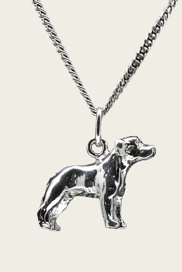Zilveren Staffordshire bull terrier oren ongecoupeerd ketting hanger - groot