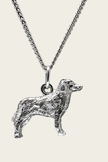 Zilveren Kromfohrlander gladhaar ketting hanger - groot