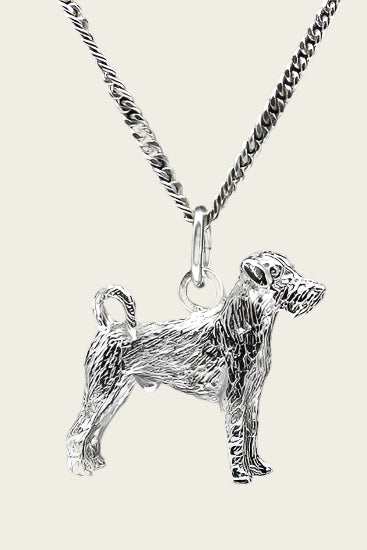 Zilveren Kromfohrlander draadhaar ketting hanger - groot