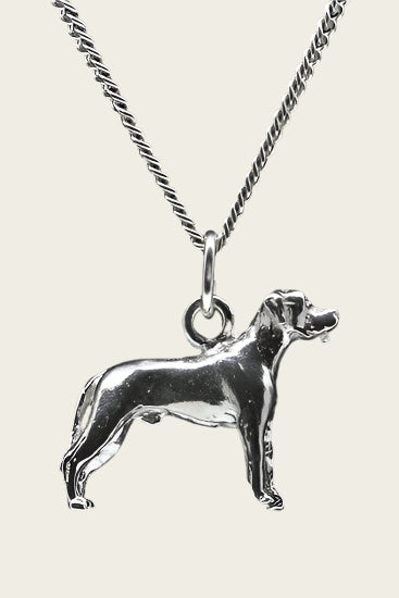 Zilveren Rhodesian ridgeback pronkrug ketting hanger - groot