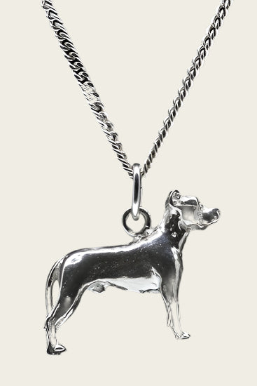 Zilveren Argentijnse dog oren gecoupeerd ketting hanger - groot