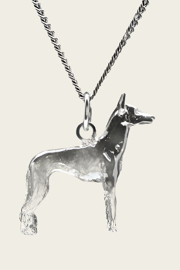 Zilveren Podenco canario ketting hanger - groot