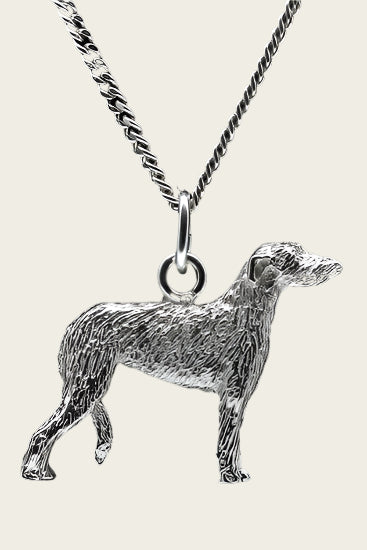 Zilveren Deerhound ketting hanger - groot
