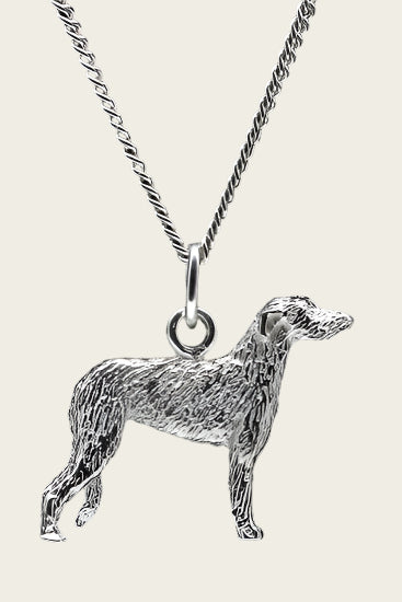 Zilveren Irish Wolfhound ketting hanger - groot