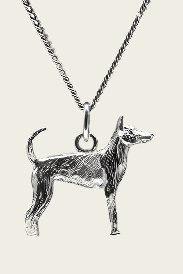 Zilveren Podenco portugues ketting hanger - groot