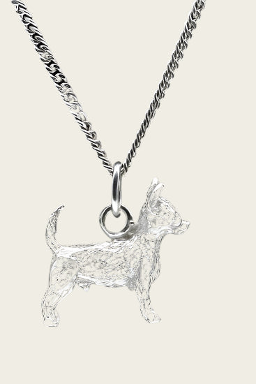 Zilveren Podenco portugues pequeno ketting hanger - groot