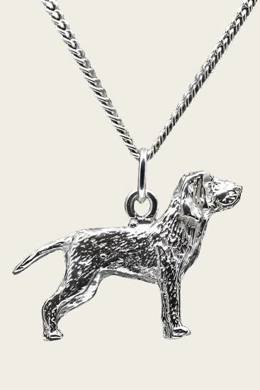 Zilveren Bracco italiano staart ketting hanger - groot