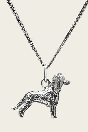 Zilveren Poedel huishond model ketting hanger - groot