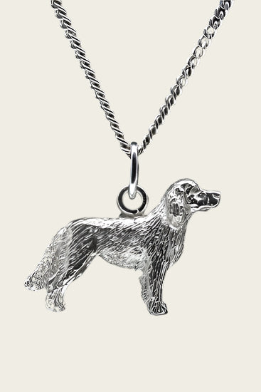 Zilveren Epagneul francais ketting hanger - groot