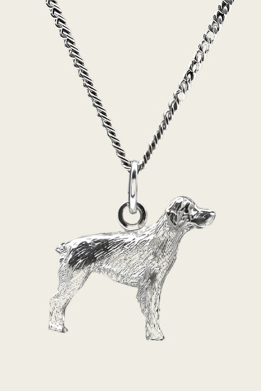 Zilveren Breton epagneul ketting hanger - groot