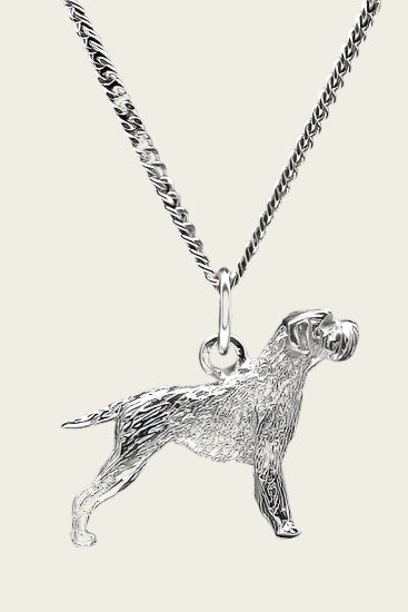 Zilveren Griffon korthals ketting hanger - groot