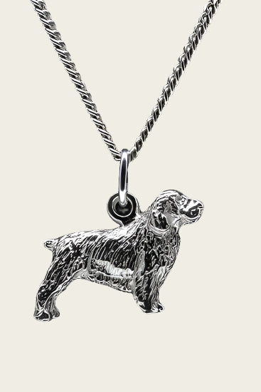 Zilveren Clumber spaniel ketting hanger - groot