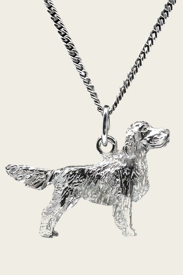 Zilveren Gordon setter ketting hanger - groot