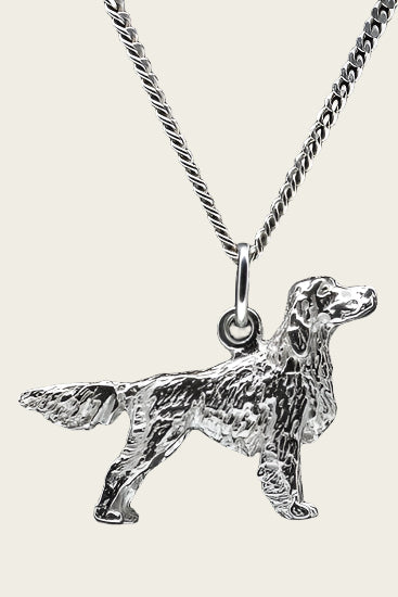Zilveren Irish setter ketting hanger - groot