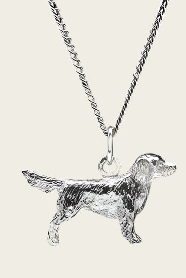 Zilveren Flat coated retriever ketting hanger - groot