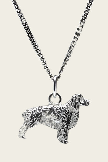 Zilveren Engelse springer spaniel ketting hanger - groot