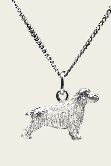 Zilveren Field spaniel ketting hanger - groot