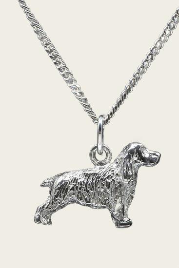 Zilveren Engelse cocker spaniel ketting hanger - groot