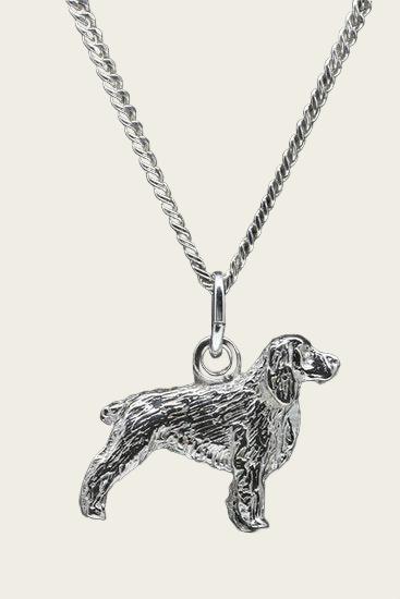Zilveren Welsh springer spaniel ketting hanger - groot