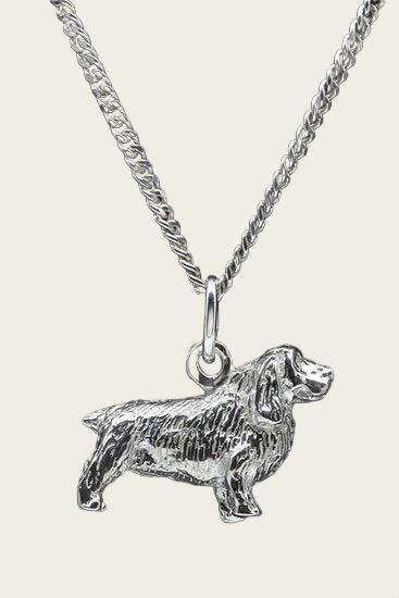 Zilveren Sussex spaniel ketting hanger - groot