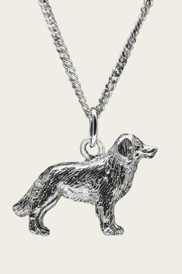 Zilveren Friese Stabyhoun ketting hanger - groot