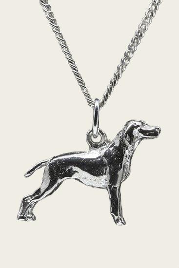 Silver Vizsla standing dog short hair necklace pendant - large