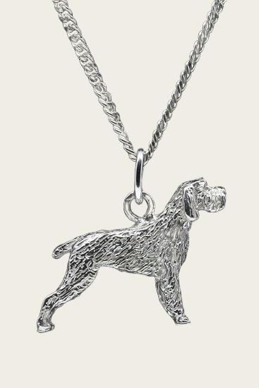 Zilveren Spinone ketting hanger - groot