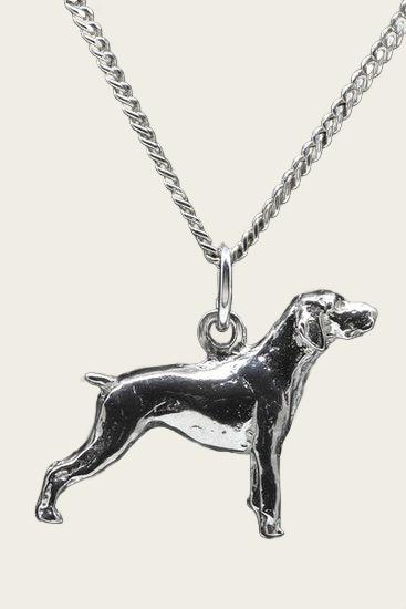 Zilveren Duitse staander korthaar ketting hanger - groot