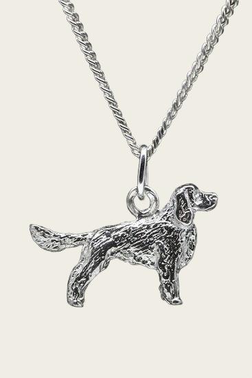 Zilveren Welsh springer spaniel met staart ketting hanger - groot