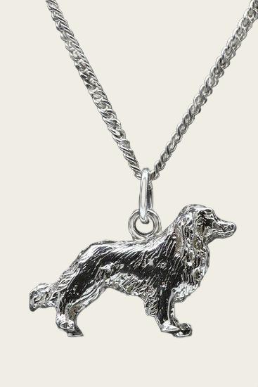 Zilveren Kooikerhondje ketting hanger - groot