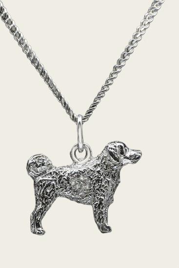 Zilveren Wetterhoun ketting hanger - groot