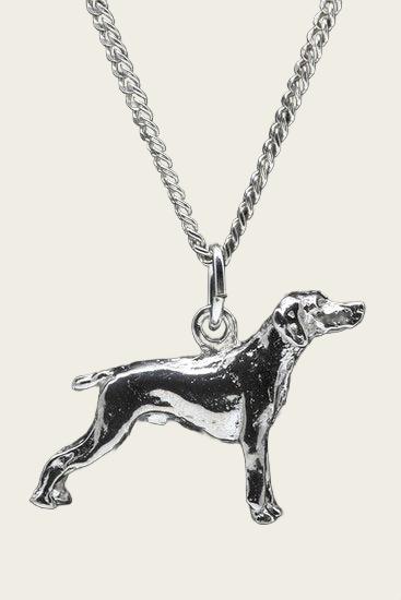 Zilveren Weimaraner korthaar ketting hanger - groot