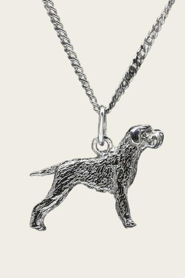 Zilveren Cesky fousek met staart ketting hanger - groot