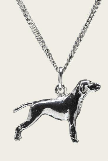 Zilveren Duitse staander korthaar met staart ketting hanger - groot