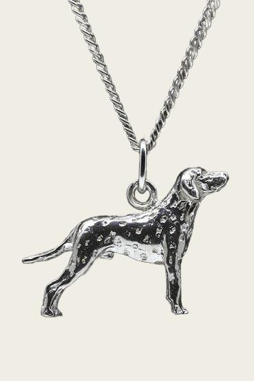 Silver Dalmarian Dog Necklace Pendant - Large