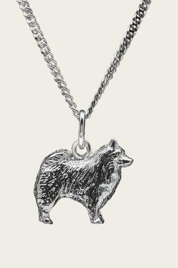Zilveren Keeshond ketting hanger - groot