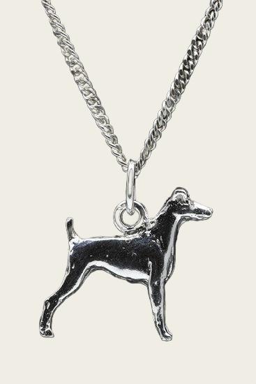 Zilveren Japanse terrier ketting hanger - groot