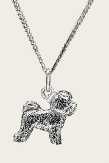 Zilveren Bichon frise ketting hanger - groot