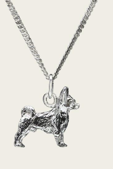 Zilveren Chihuahua langhaar ketting hanger - groot