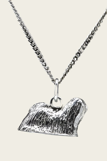 Zilveren ilhasa apso ketting hanger - groot