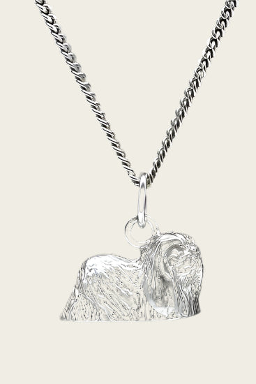 Zilveren Pekingees ketting hanger - groot