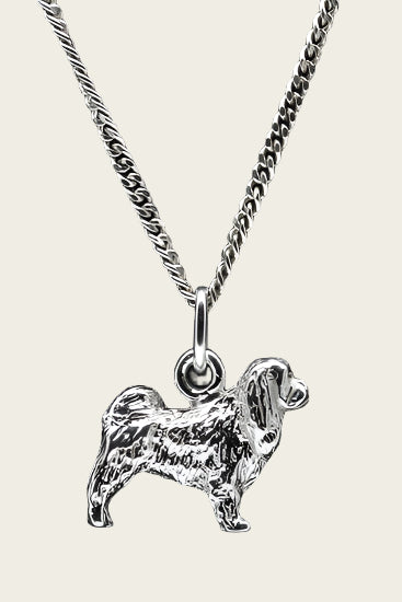 Zilveren Japanse spaniel ketting hanger - groot