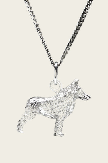 Zilveren Schipperke ketting hanger - groot