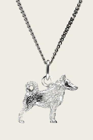 Zilveren Schipperke met staart ketting hanger - groot
