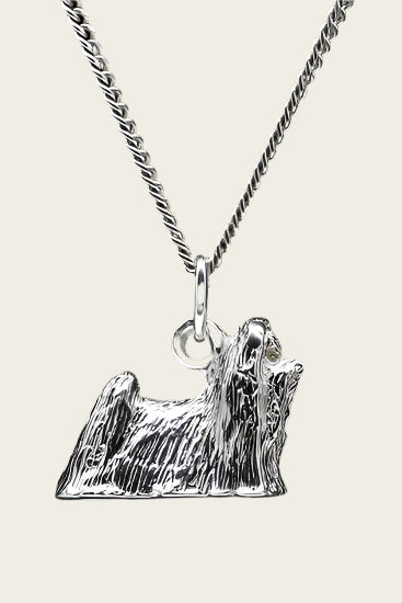 Zilveren Shih tzu ketting hanger - groot
