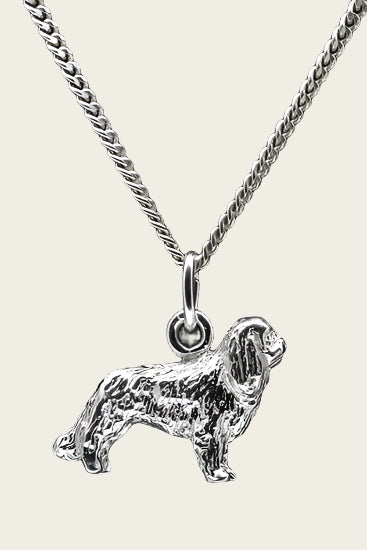 Zilveren King Charles spaniel ketting hanger - groot