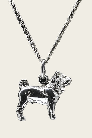 Zilveren Sharpei ketting hanger - groot