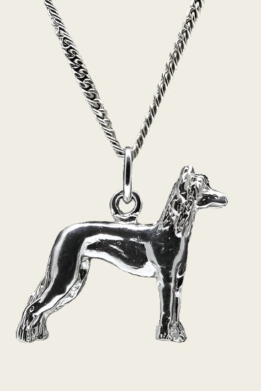 Zilveren Chinese naakthond ketting hanger - groot